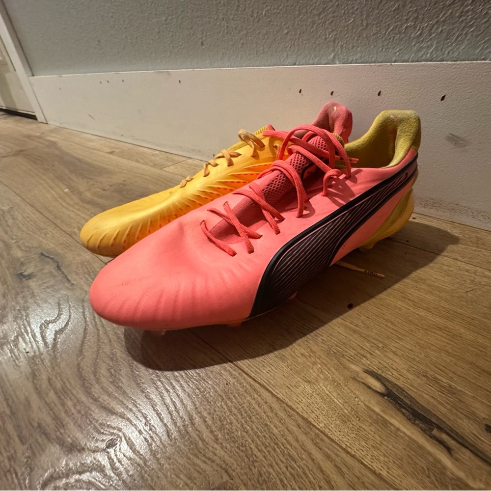 Puma Vibrant Yellow and Red Sneakers
